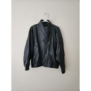 D'linea Black Leather Jacket Snap Women's Size Medium